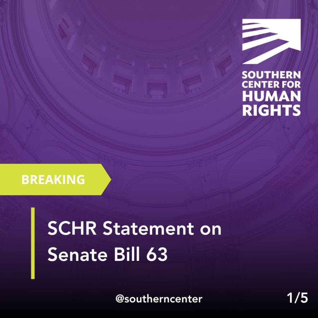 SCHR Statement on Senate Bill 63